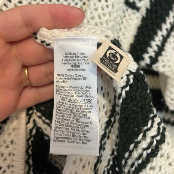 NWOT Madewell Open-Stitch Johnny Collar Sweater In Summit Green Stripe Size M - Picture 3 of 5